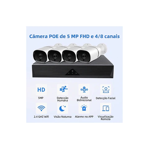 Kit de monitoramento 4 Câmaras de video vigilância IVG