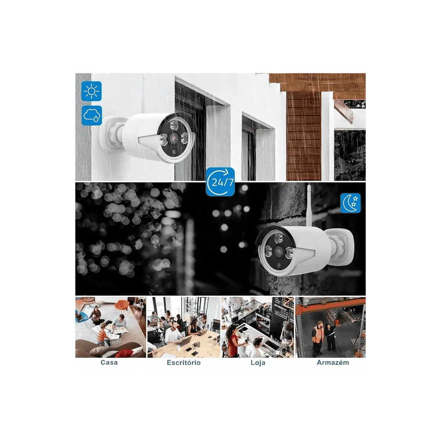 Kit de 4 câmaras, monitoramento Inteligente HD de 1MP com áudio bidirecional 4