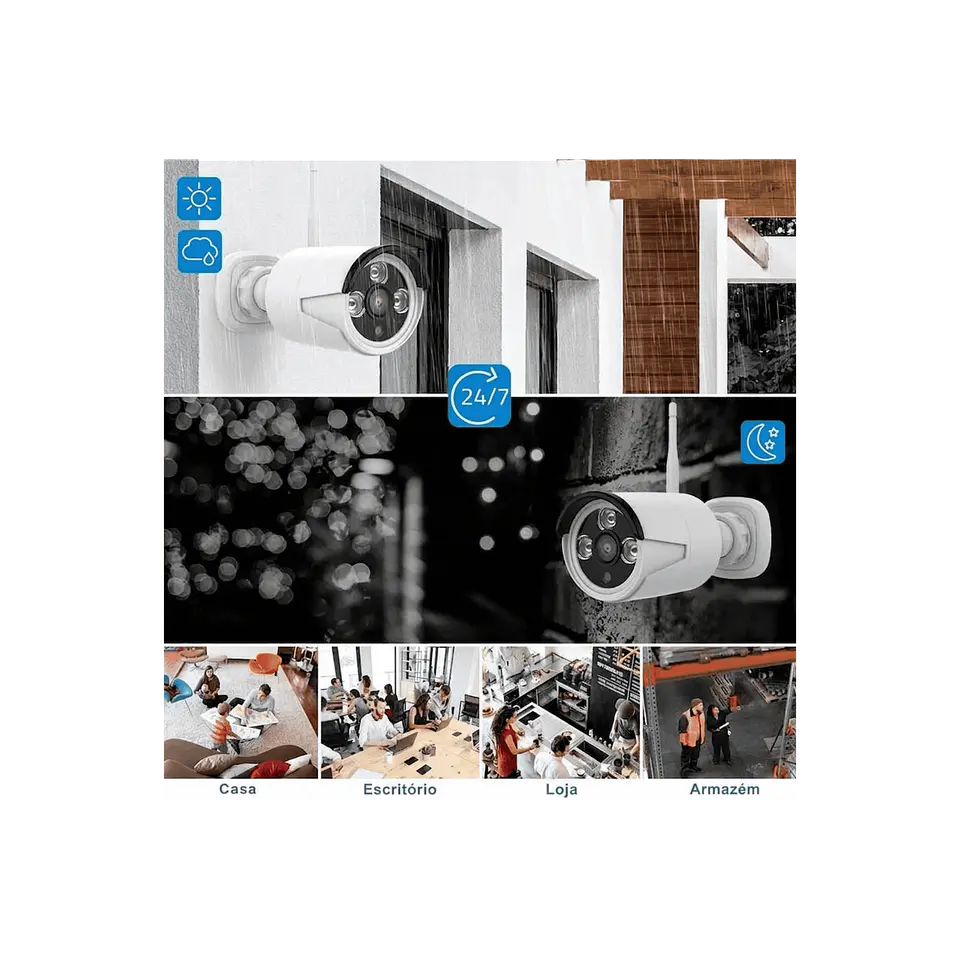 Kit de 4 câmaras, monitoramento Inteligente HD de 1MP com áudio bidirecional 4