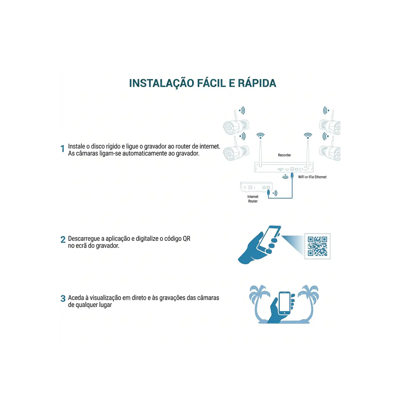 Kit de 8 câmaras, monitoramento Inteligente HD de 1MP com áudio bidirecional 6