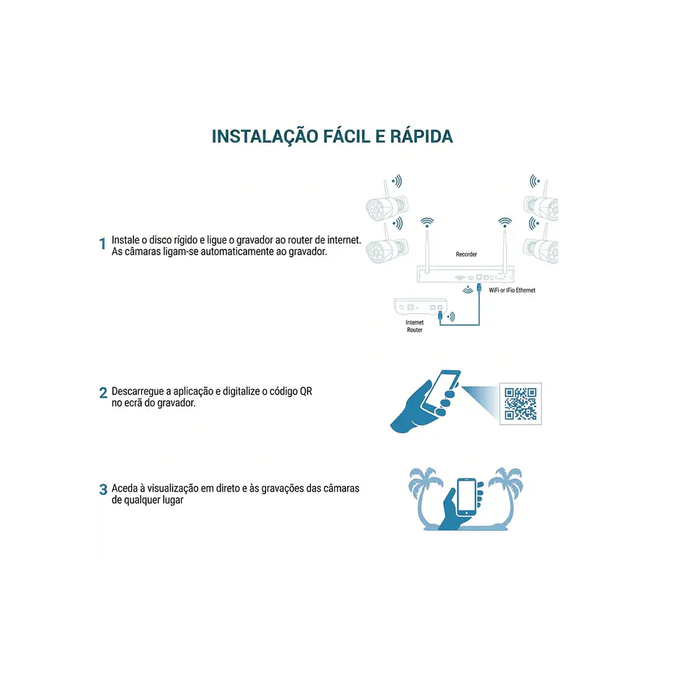 Kit de 8 câmaras, monitoramento Inteligente HD de 1MP com áudio bidirecional 6