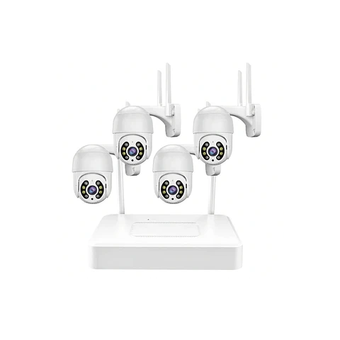 Kit 4 câmaras videovigilância Wi-Fi, movimento rotativo