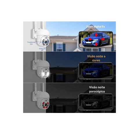 Kit 8 câmaras videovigilância Wi-Fi, movimento rotativo