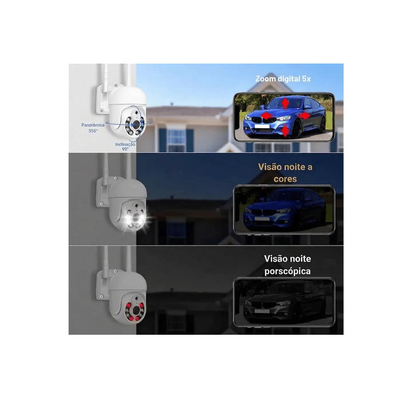 Kit 8 câmaras videovigilância Wi-Fi, movimento rotativo 2