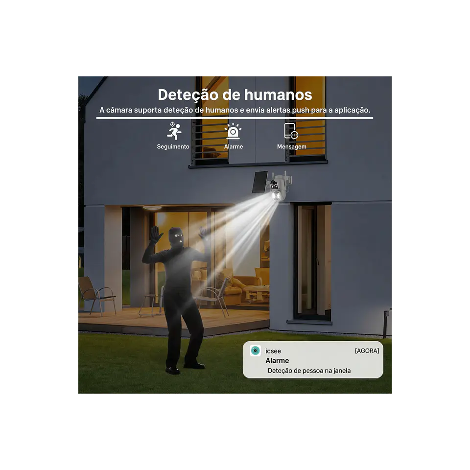 Câmara dupla rotativa de videovigilância solar 5