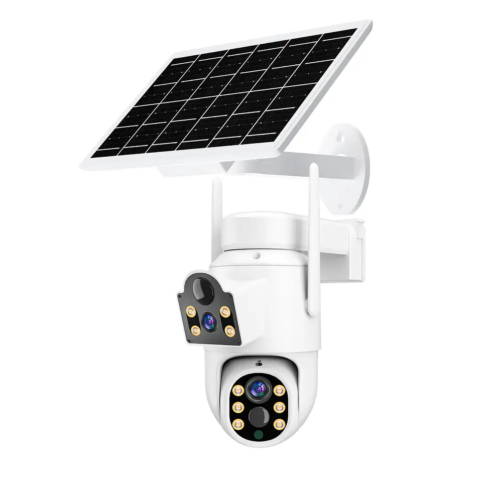 Câmara dupla rotativa de videovigilância solar 1