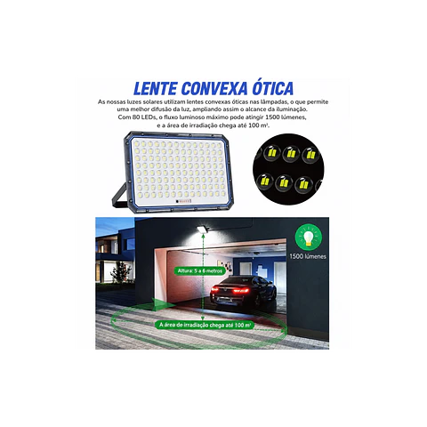 Foco projetor led solar 300W