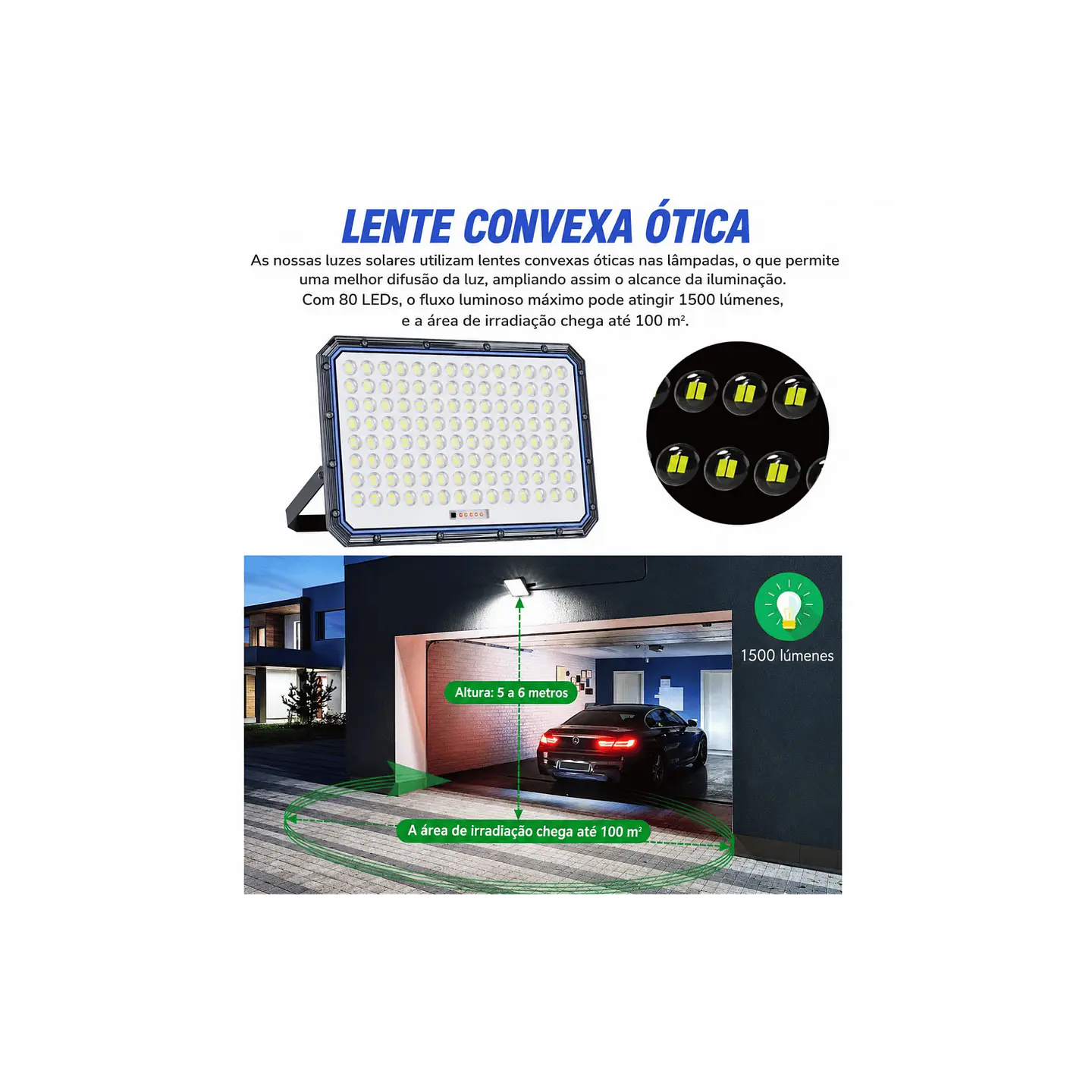 Foco projetor led solar 560W 2
