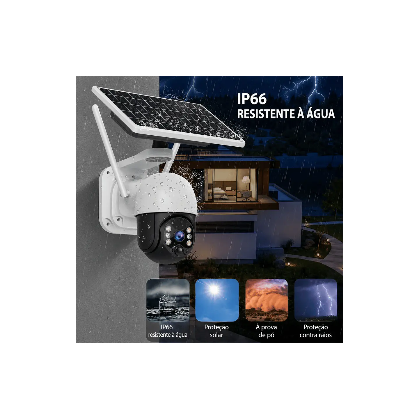 Câmara de videovigilância rotativa solar 8MP 4