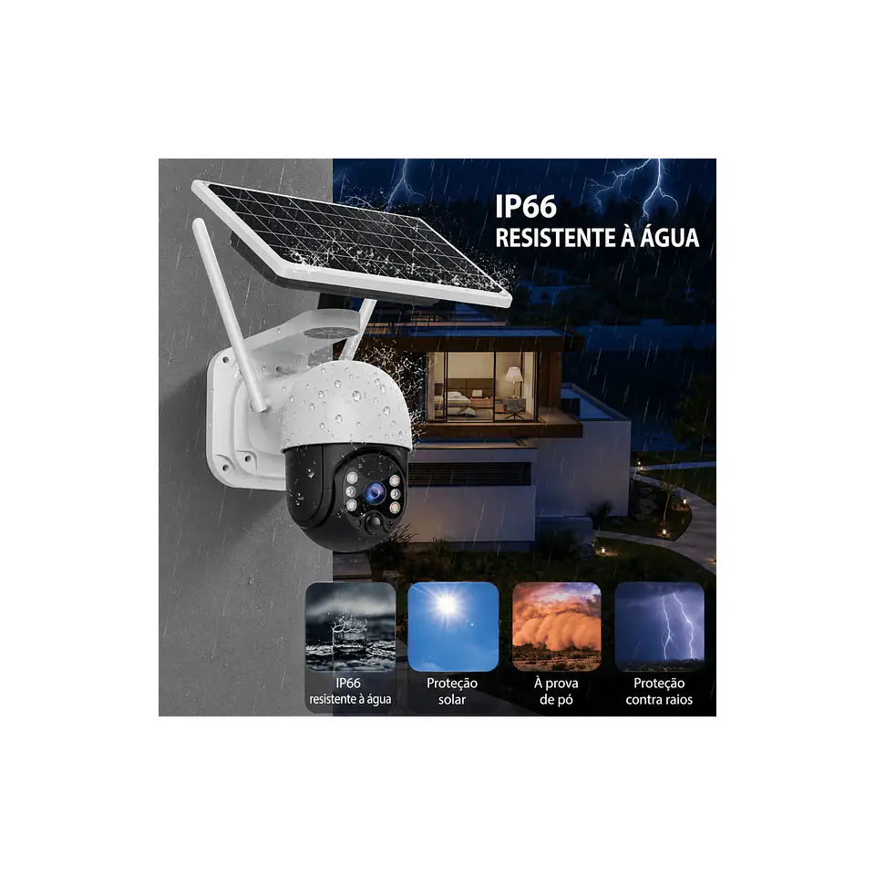 Câmara de videovigilância rotativa solar 8MP 4