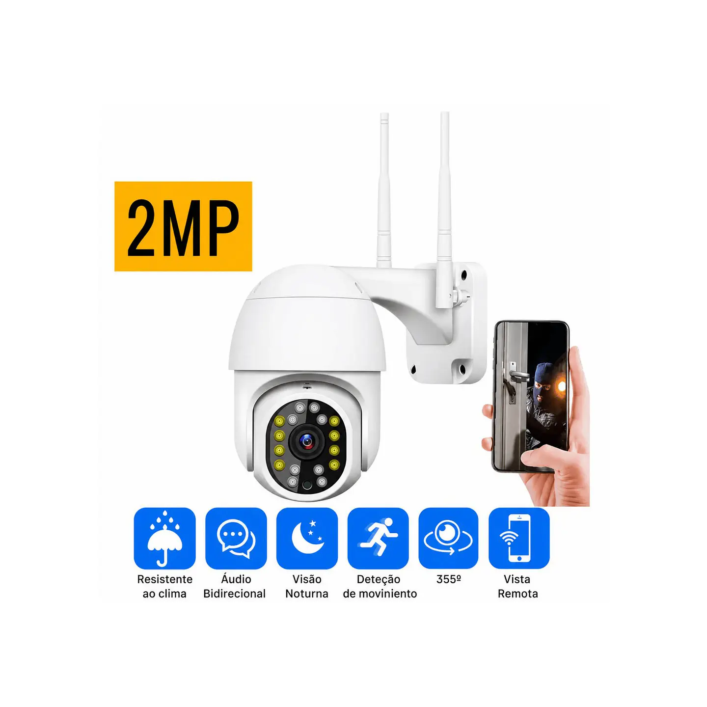 Câmera vigilância rotativa 2MP 2