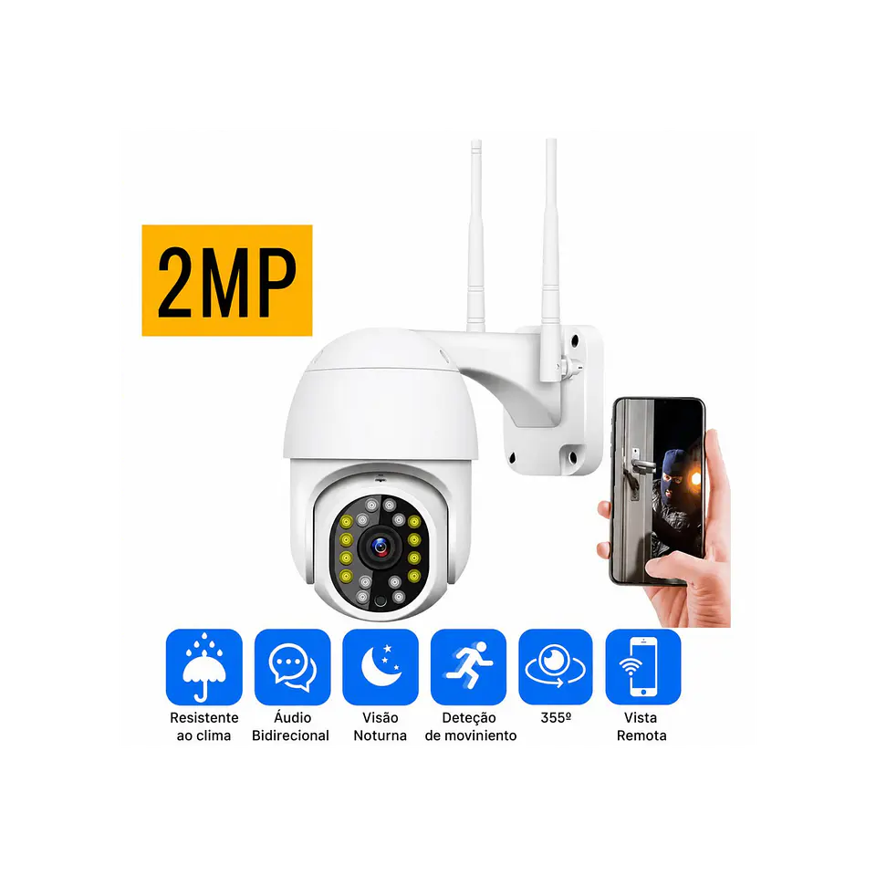 Câmera vigilância rotativa 2MP 2