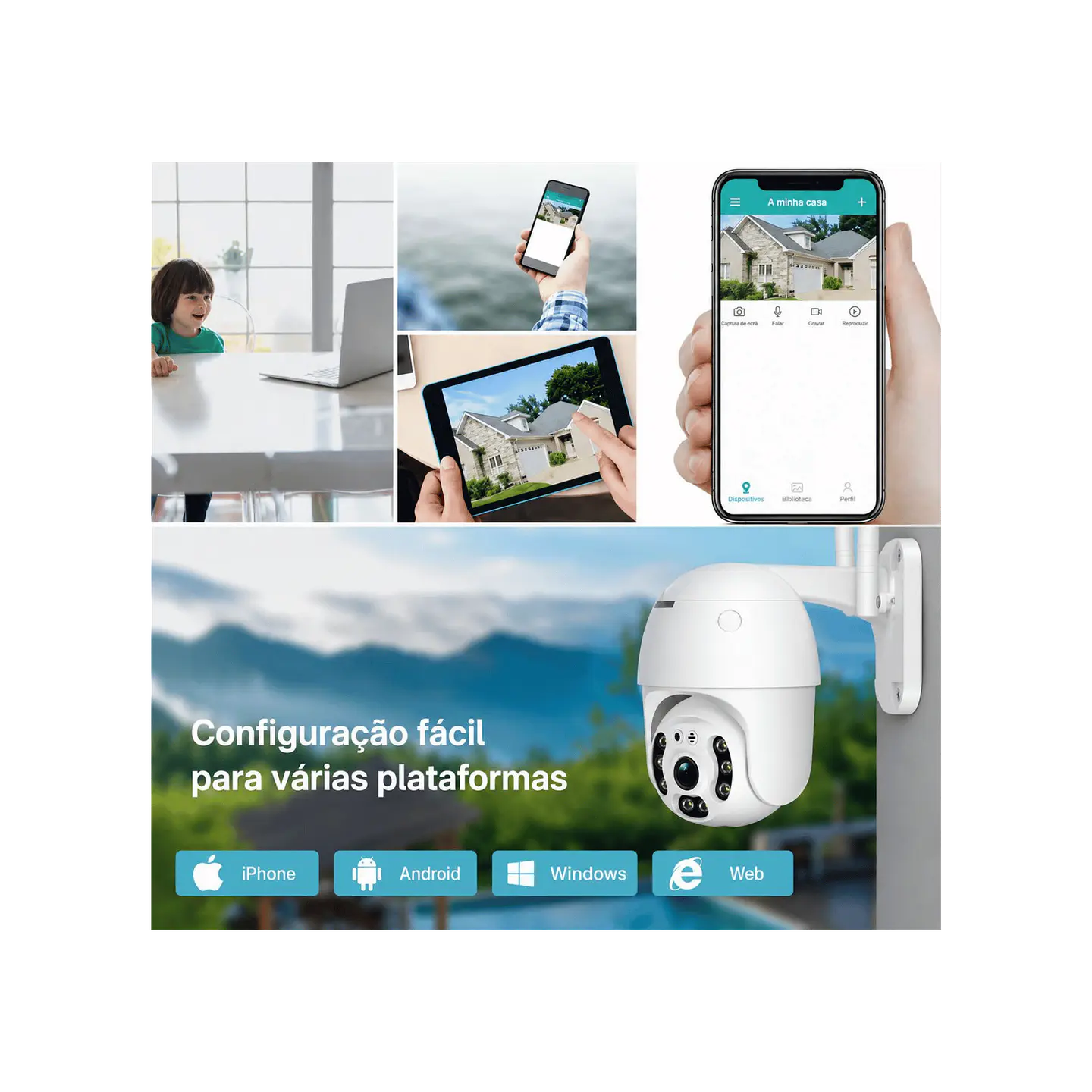 Câmera vigilância rotativa Wi-Fi 4