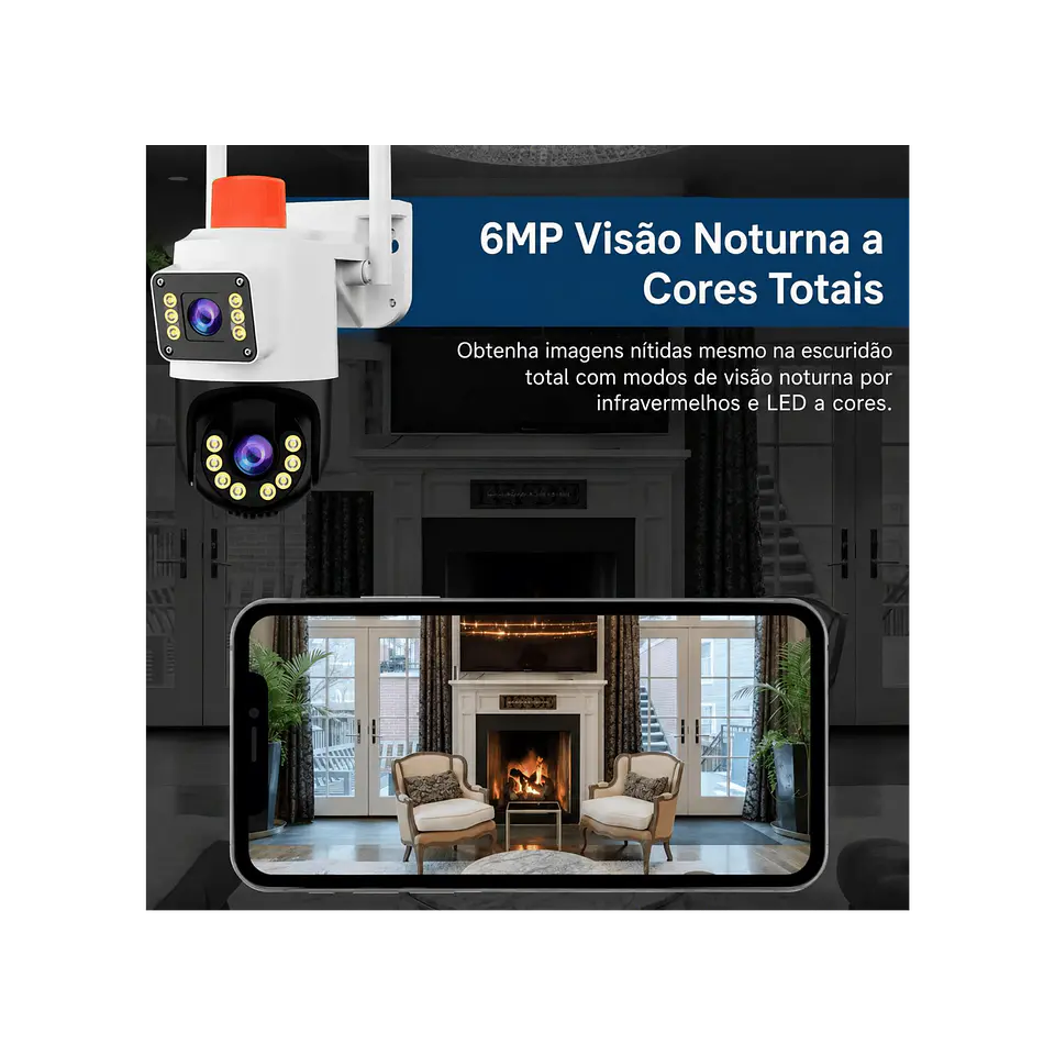 Câmera vigilância rotativa Wi-Fi 4MP Grande Angular 3