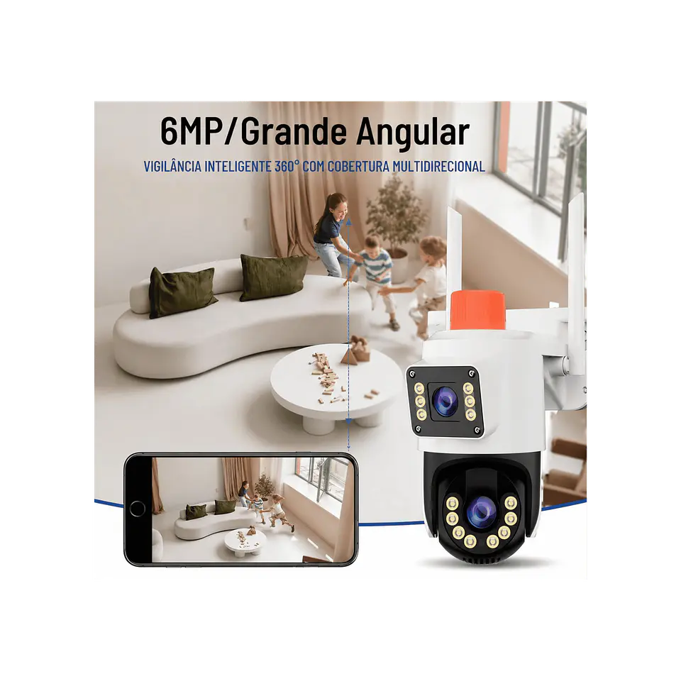 Câmera vigilância rotativa Wi-Fi 4MP Grande Angular 4