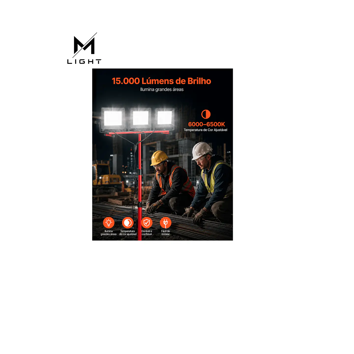 3 projetores LED Profissionais 15.000 Lúmens IP65 com Tripé 6