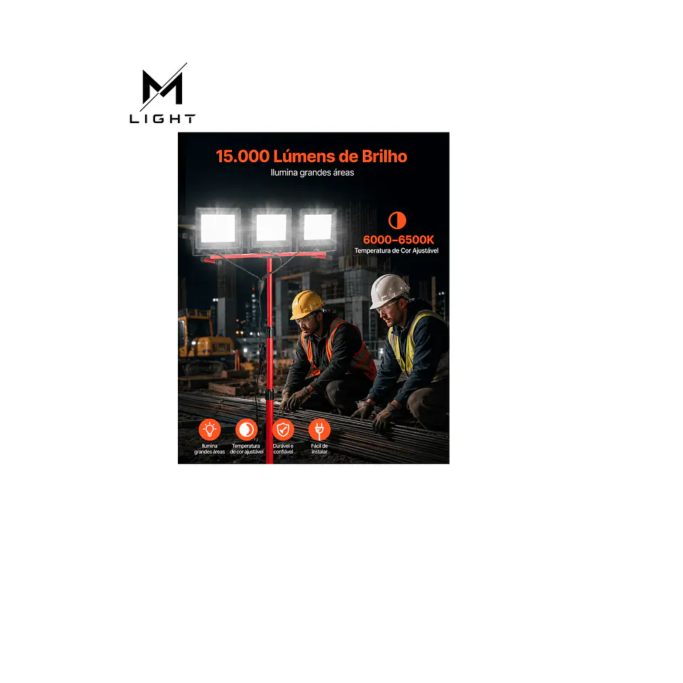 3 projetores LED Profissionais 15.000 Lúmens IP65 com Tripé 6