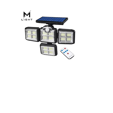 4 Projetores Solares LED 30W com Sensor e comando