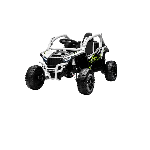 Buggy KAWASAKI 4x4 12v BATERIA DE LITIO c/ rodas de borracha e assentos em pele