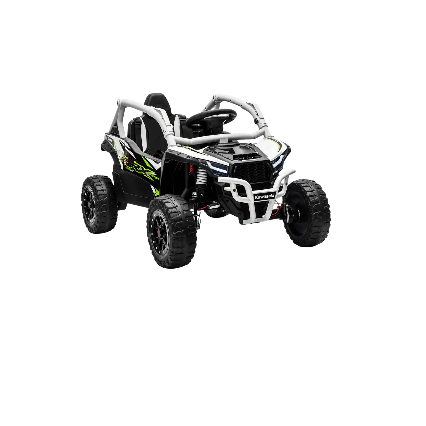 Buggy KAWASAKI 4x4 12v BATERIA DE LITIO c/ rodas de borracha e assentos em pele 2