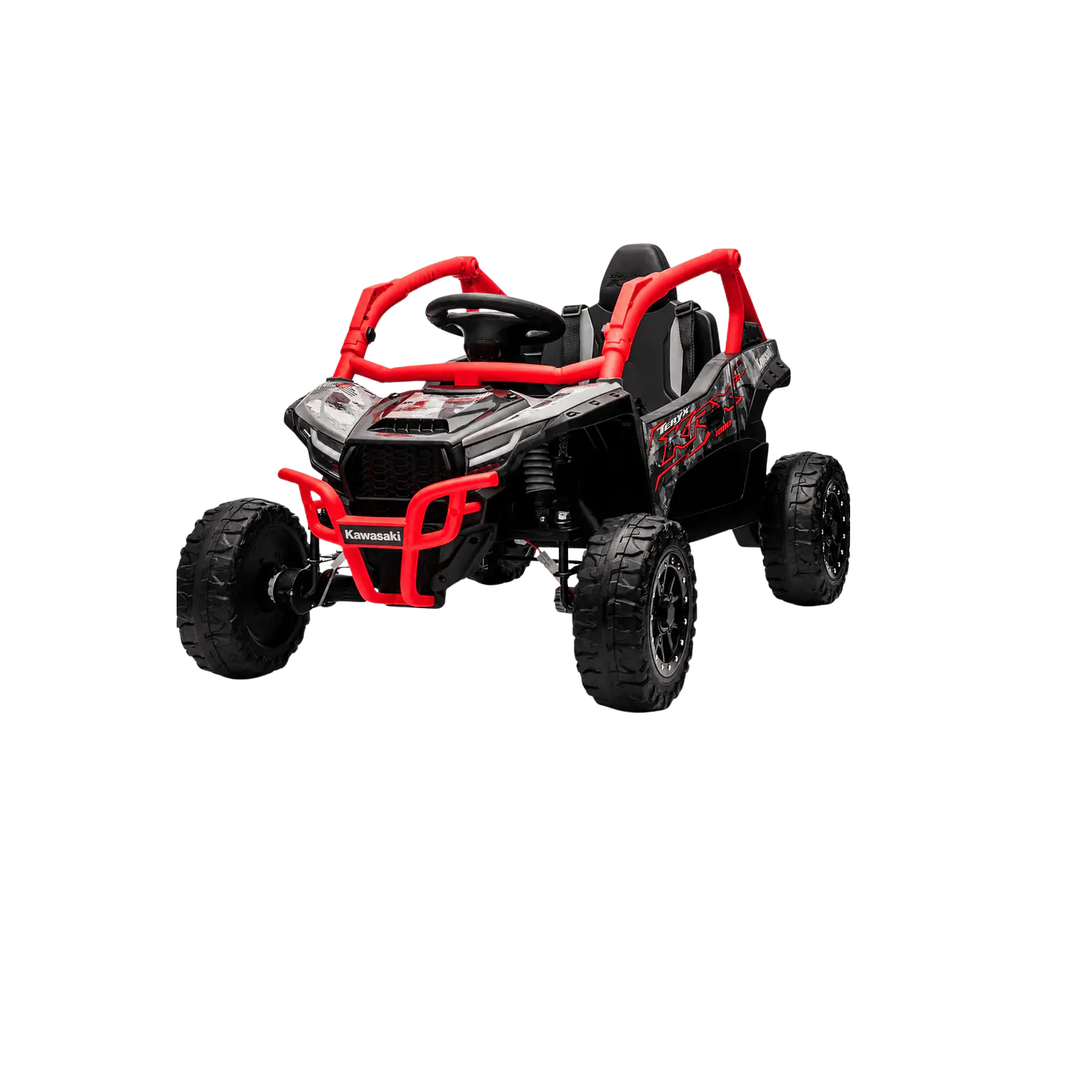 Buggy KAWASAKI 4x4 12v BATERIA DE LITIO c/ rodas de borracha e assentos em pele 6