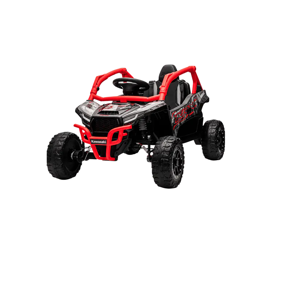 Buggy KAWASAKI 4x4 12v BATERIA DE LITIO c/ rodas de borracha e assentos em pele 6