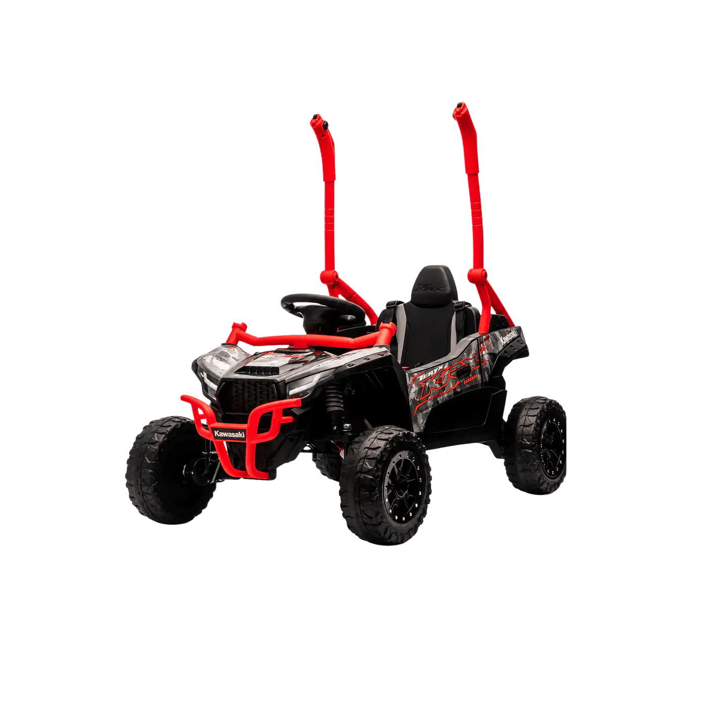Buggy KAWASAKI 4x4 12v BATERIA DE LITIO c/ rodas de borracha e assentos em pele 9