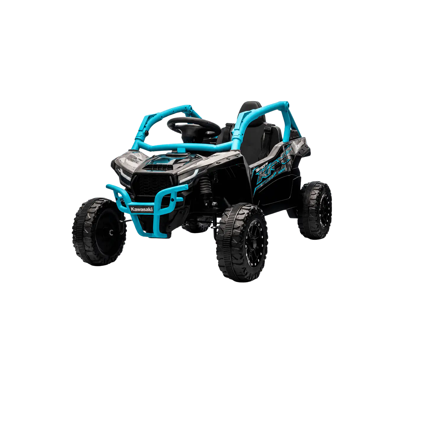 Buggy KAWASAKI 4x4 12v BATERIA DE LITIO c/ rodas de borracha e assentos em pele 10