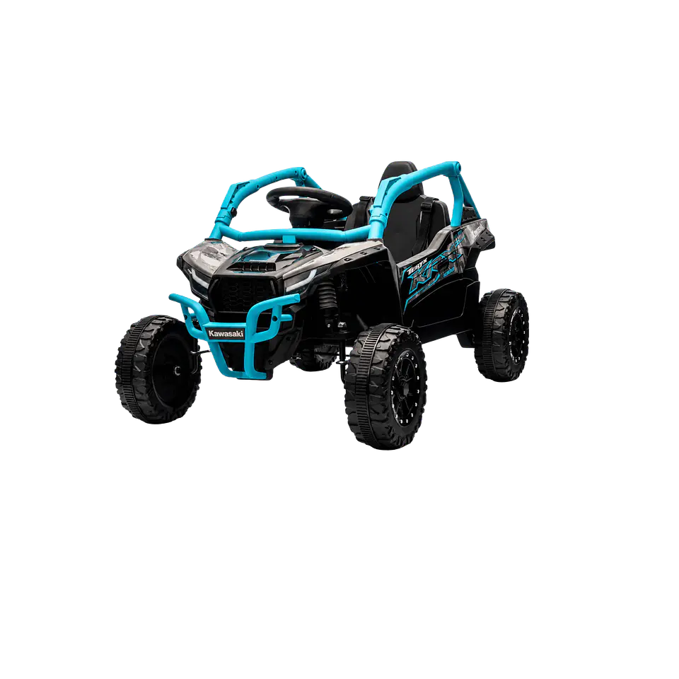 Buggy KAWASAKI 4x4 12v BATERIA DE LITIO c/ rodas de borracha e assentos em pele 10