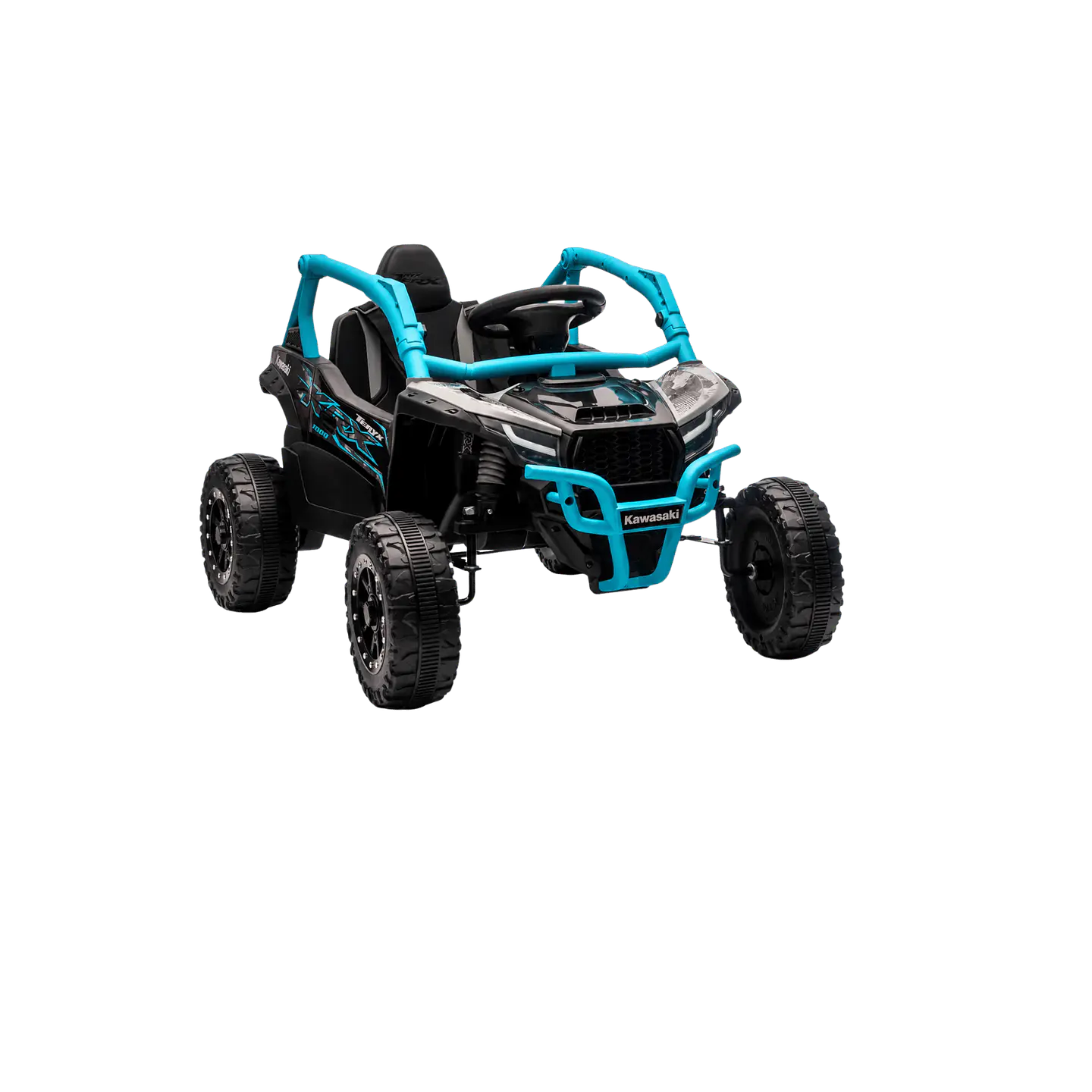 Buggy KAWASAKI 4x4 12v BATERIA DE LITIO c/ rodas de borracha e assentos em pele 11