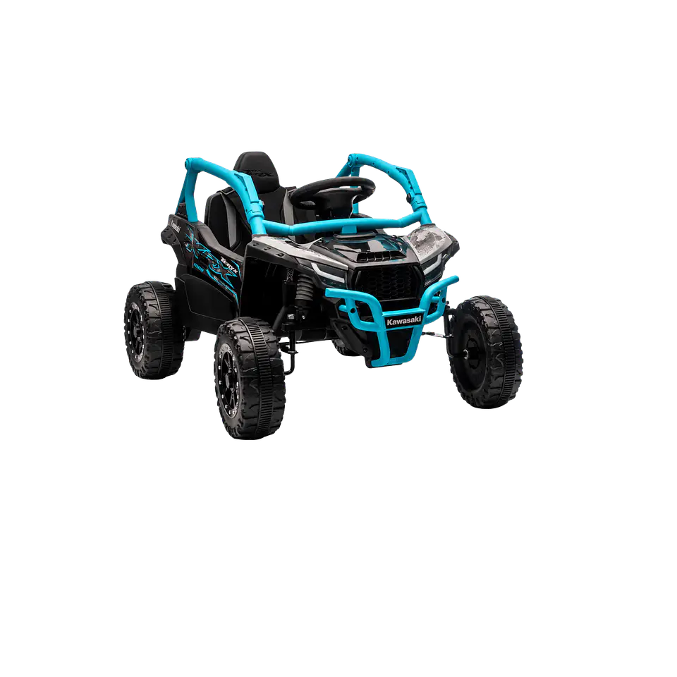 Buggy KAWASAKI 4x4 12v BATERIA DE LITIO c/ rodas de borracha e assentos em pele 11