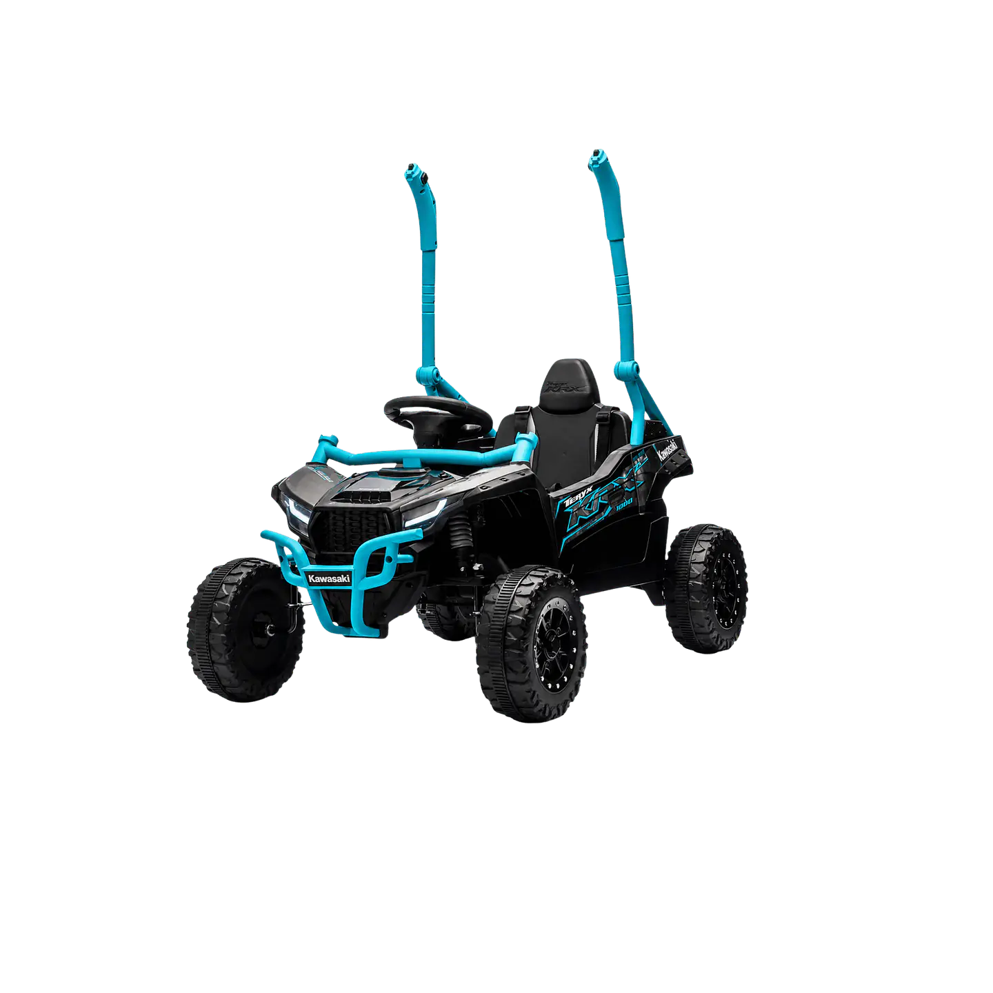 Buggy KAWASAKI 4x4 12v BATERIA DE LITIO c/ rodas de borracha e assentos em pele 13