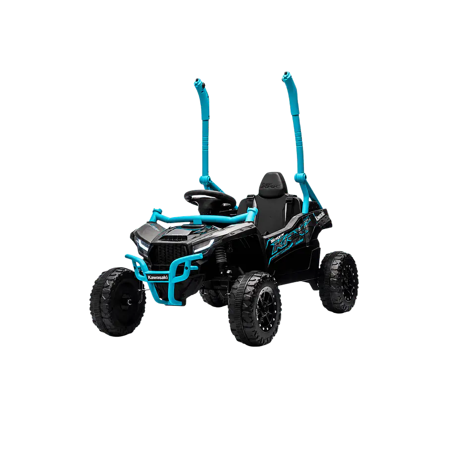 Buggy KAWASAKI 4x4 12v BATERIA DE LITIO c/ rodas de borracha e assentos em pele 13