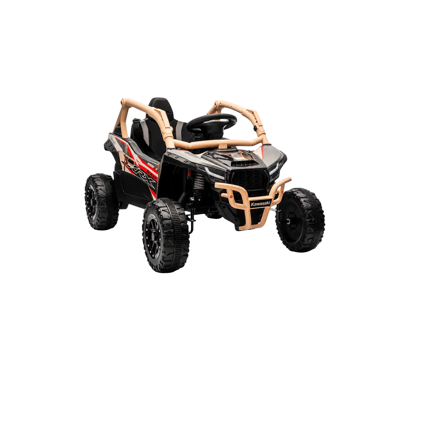 Buggy KAWASAKI 4x4 12v BATERIA DE LITIO c/ rodas de borracha e assentos em pele 15