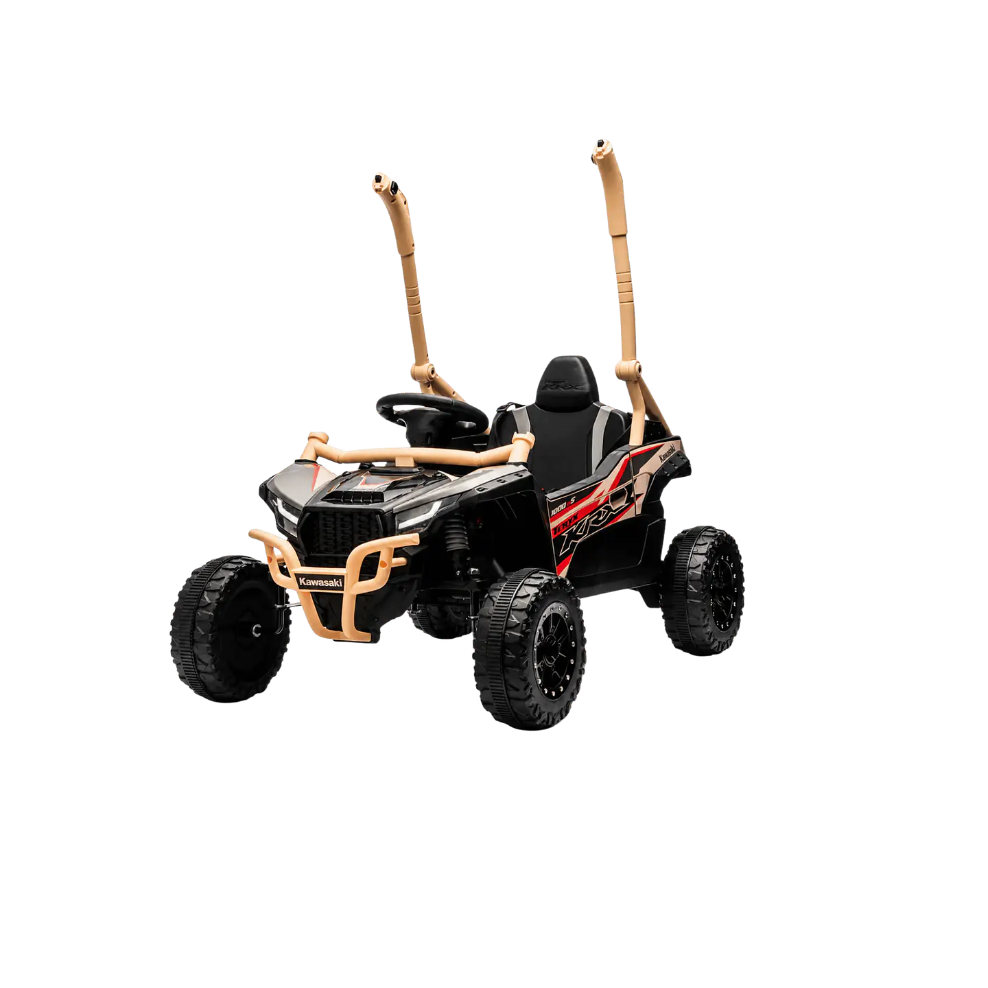 Buggy KAWASAKI 4x4 12v BATERIA DE LITIO c/ rodas de borracha e assentos em pele 18