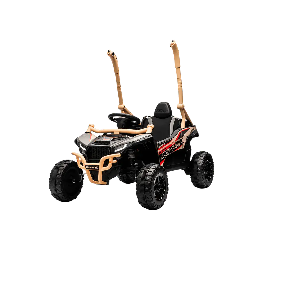 Buggy KAWASAKI 4x4 12v BATERIA DE LITIO c/ rodas de borracha e assentos em pele 18