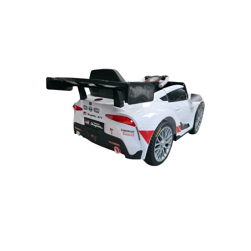 TOYOTA GR SUPRA GT4 12v Branco c/RODAS DE BORRACHA E ASSENTO EM PELE 4