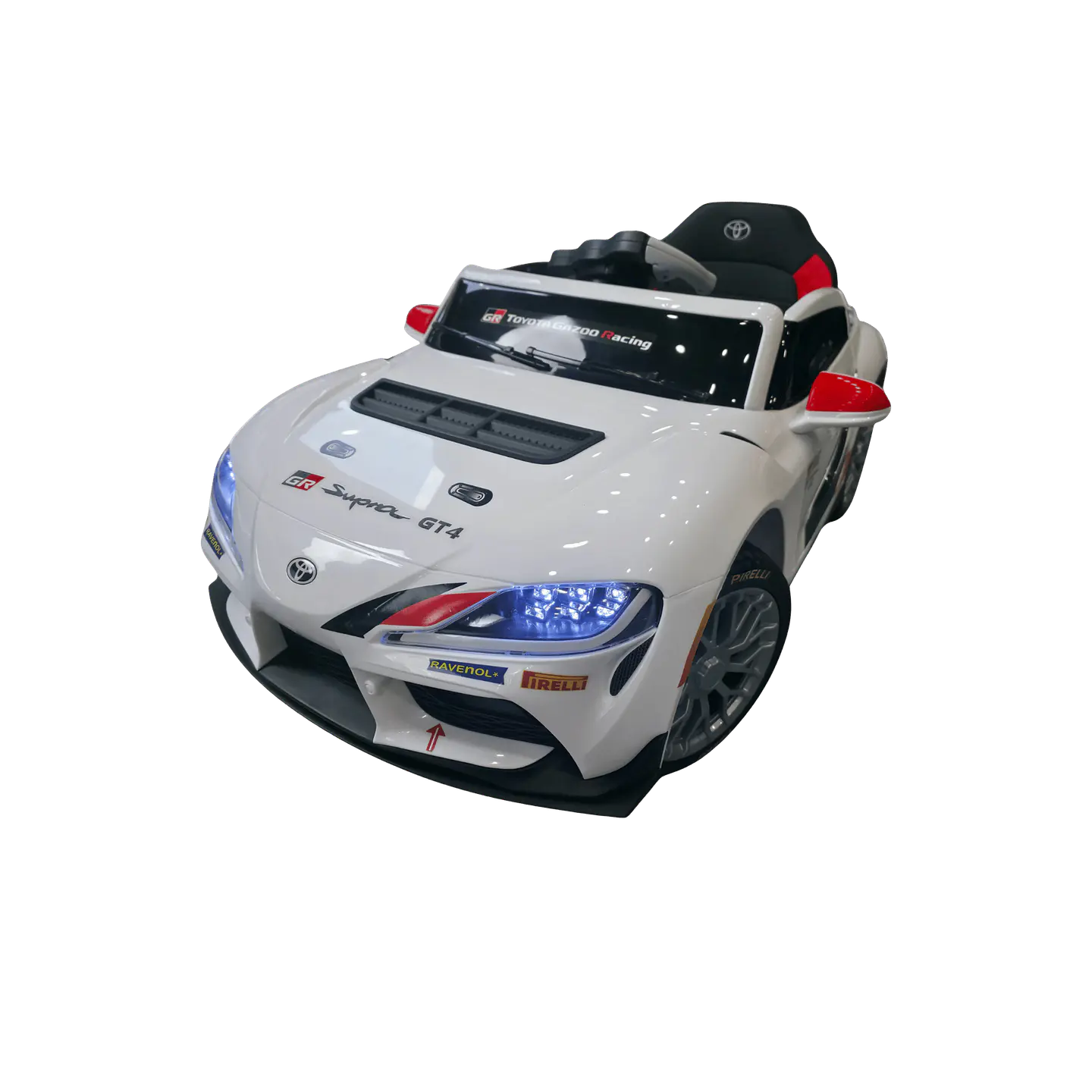 TOYOTA GR SUPRA GT4 12v Branco c/RODAS DE BORRACHA E ASSENTO EM PELE 1