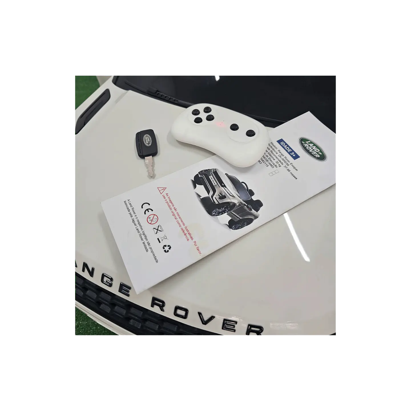 RANGE ROVER EVOQUE 12v Branco c/ RODAS DE BORRACHA E ASSENTO EM PELE 11