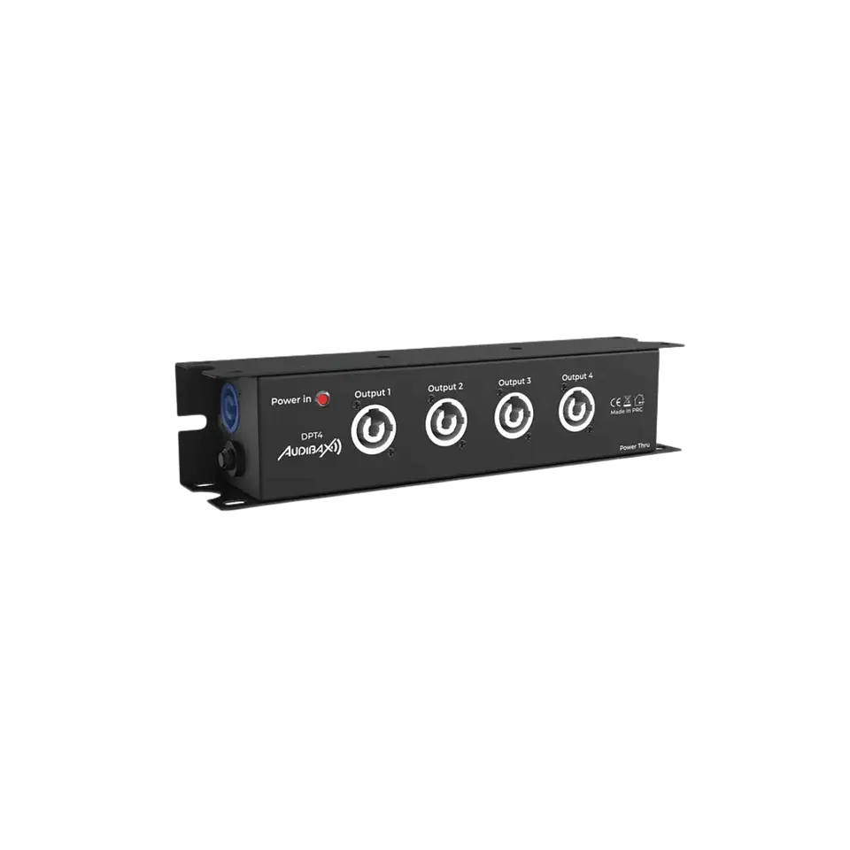 Distribuidor de Energia Audibax DPT4 16A 1 entrada powerCON para 4 saídas powerCON + 1 saída 1