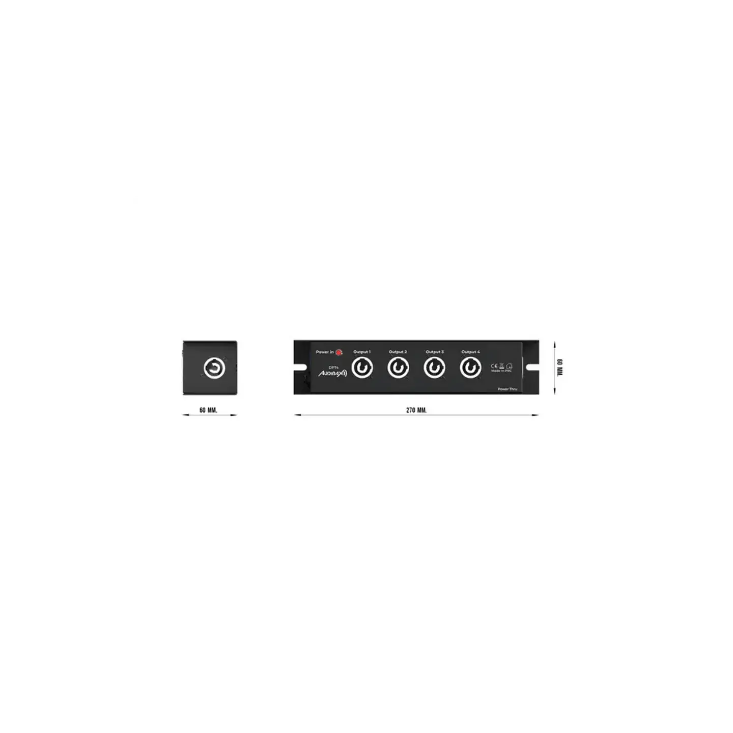 Distribuidor de Energia Audibax DPT4 16A 1 entrada powerCON para 4 saídas powerCON + 1 saída 4