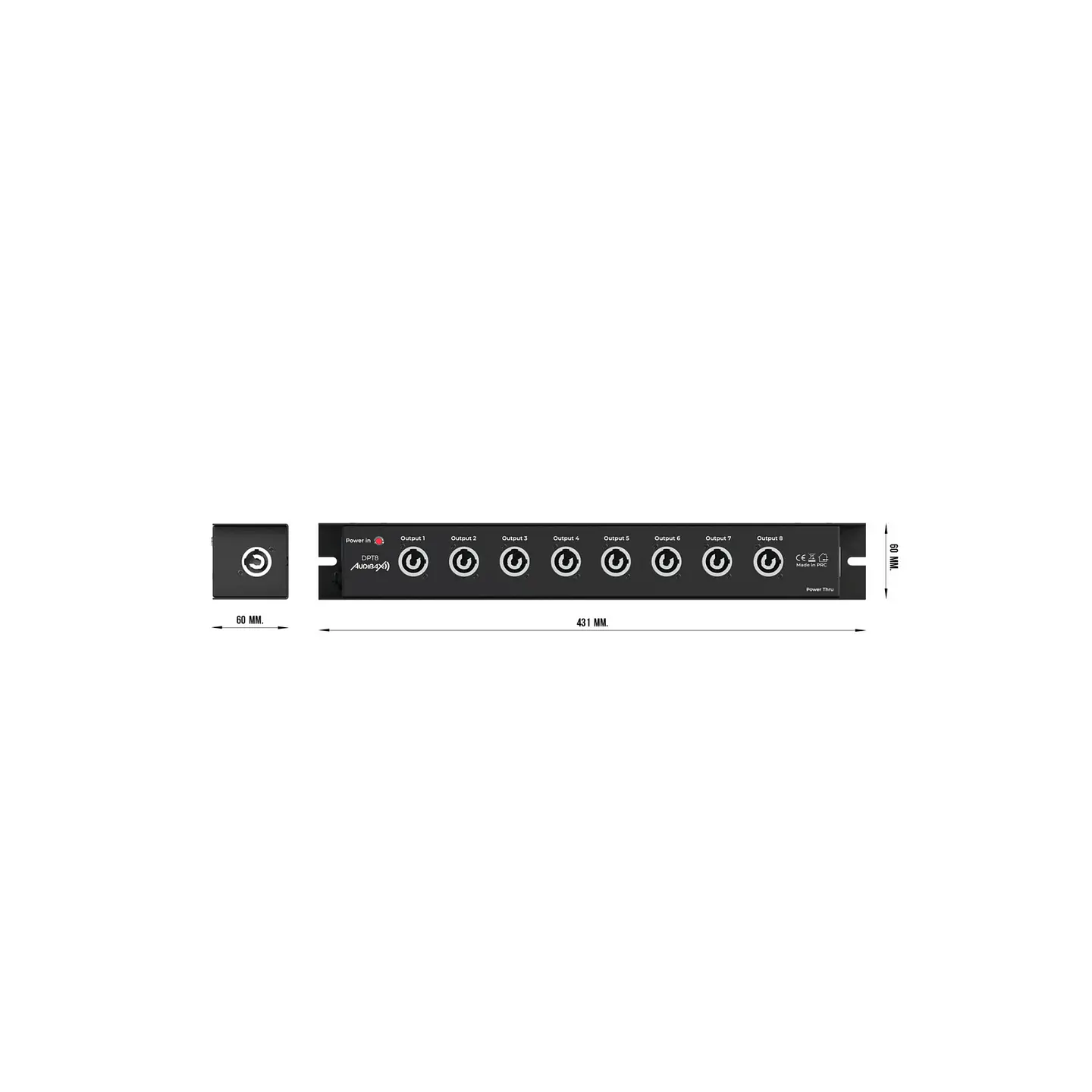 Distribuidor de Energia Audibax DPT8 16A 1 entrada powerCON para 8 saídas powerCON + 1 saída 5