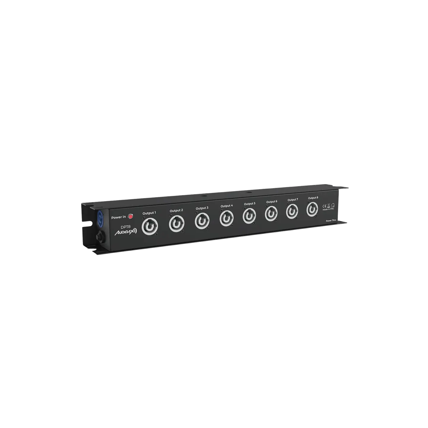 Distribuidor de Energia Audibax DPT8 16A 1 entrada powerCON para 8 saídas powerCON + 1 saída 2