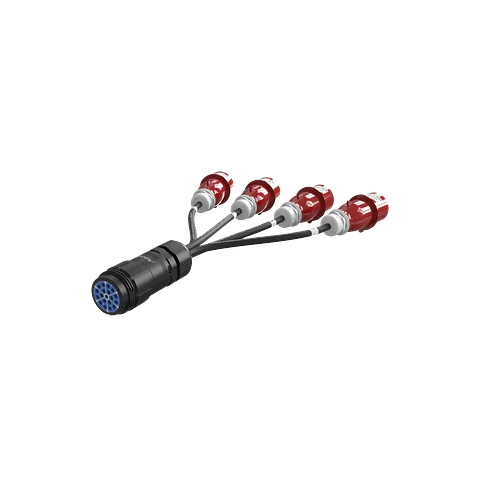 Audibax A-SCP-F-4CEE4P-M-25 Socapex Cable 19p Fêmea para 4x CEE 16A 4p Macho 0,5 m