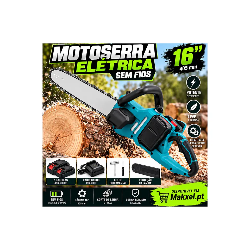 Motosserra Elétrica 16” + 2 bateria 1