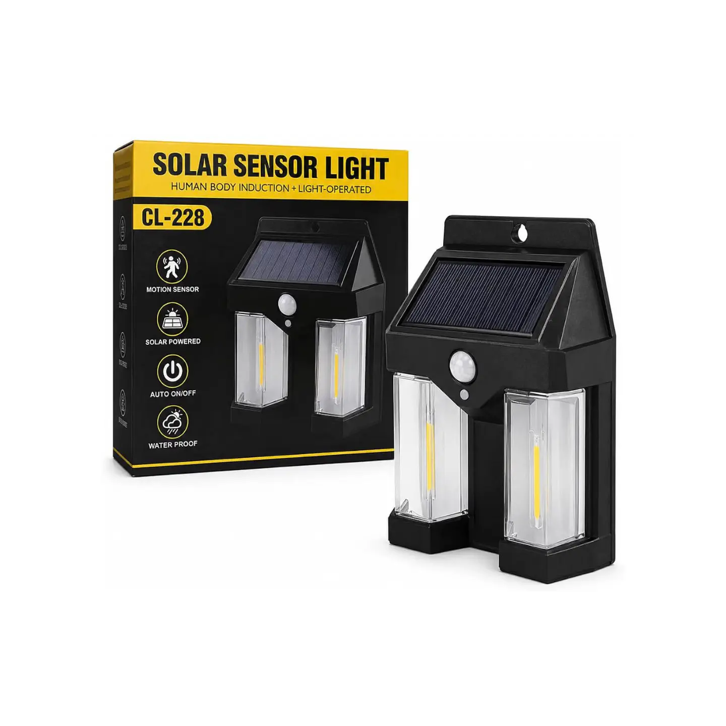 Aplique solar 2 Lampadas com sensor de movimento 1