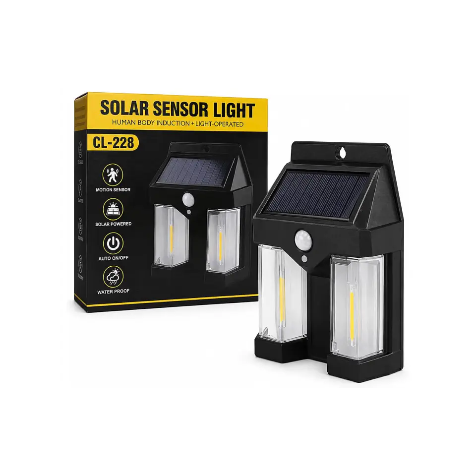 Aplique solar 2 Lampadas com sensor de movimento 1