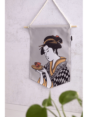 Banderín Geisha en Fondo Gris