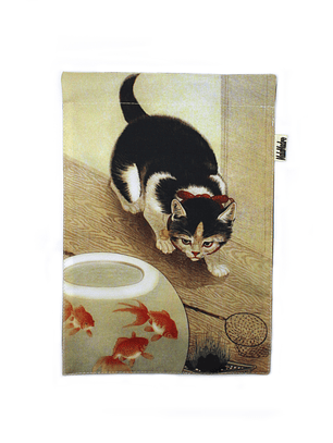 Banderín Cuadrado Gatos y peces dorados