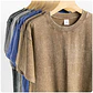 Washed And Distressed 230g Heavyweight Cotton Short Sleeved T-shirt Versatile Men Women Summer Solid Color Loose T Shirts Top - Thumbnail 2
